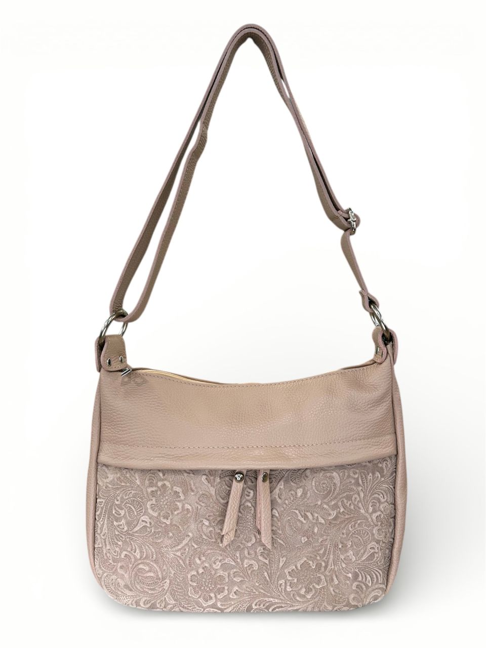 Púder nyomott virágmintás bőr oldaltáska
