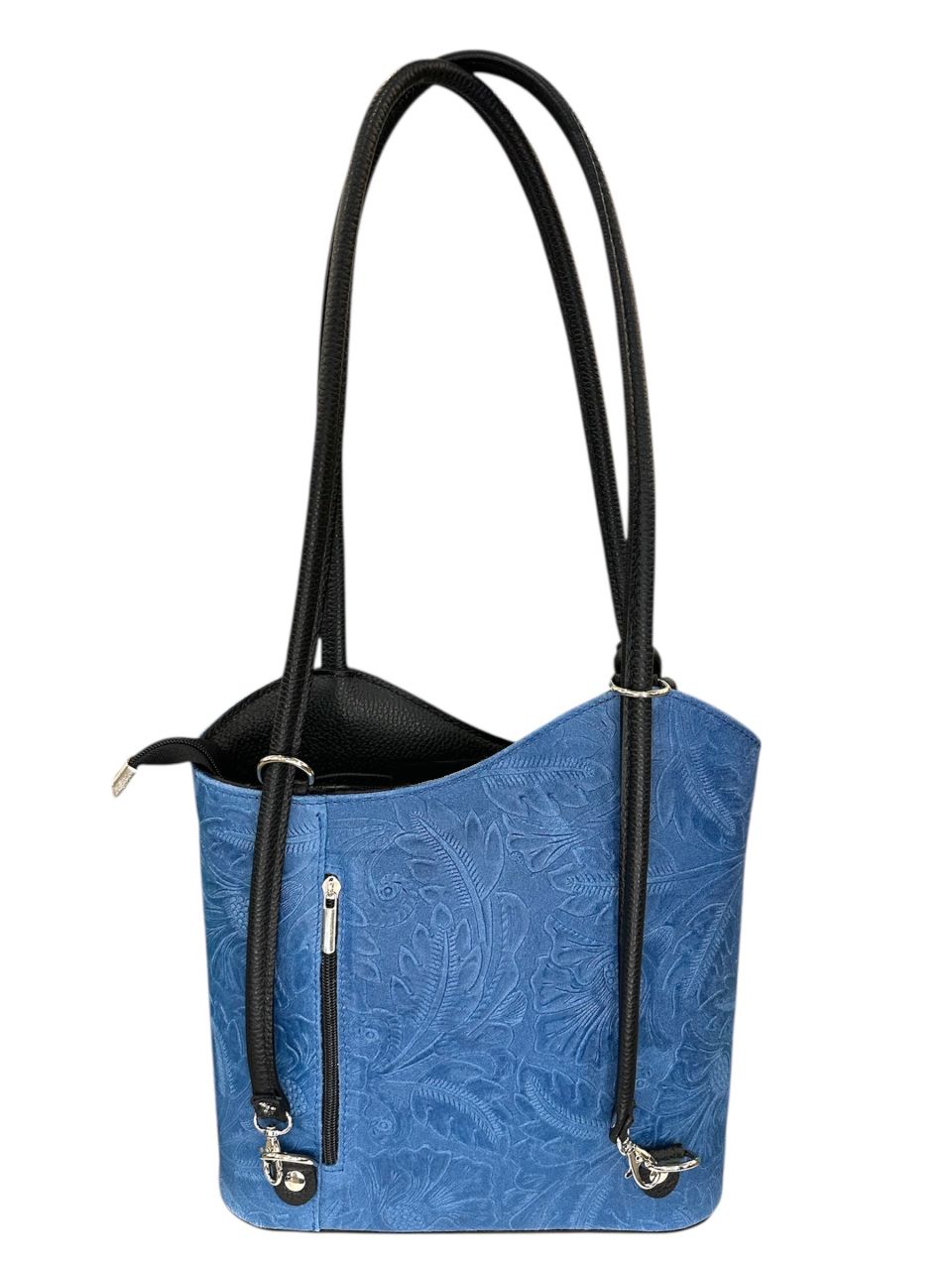 Kék női bőr átalakítható válltáska