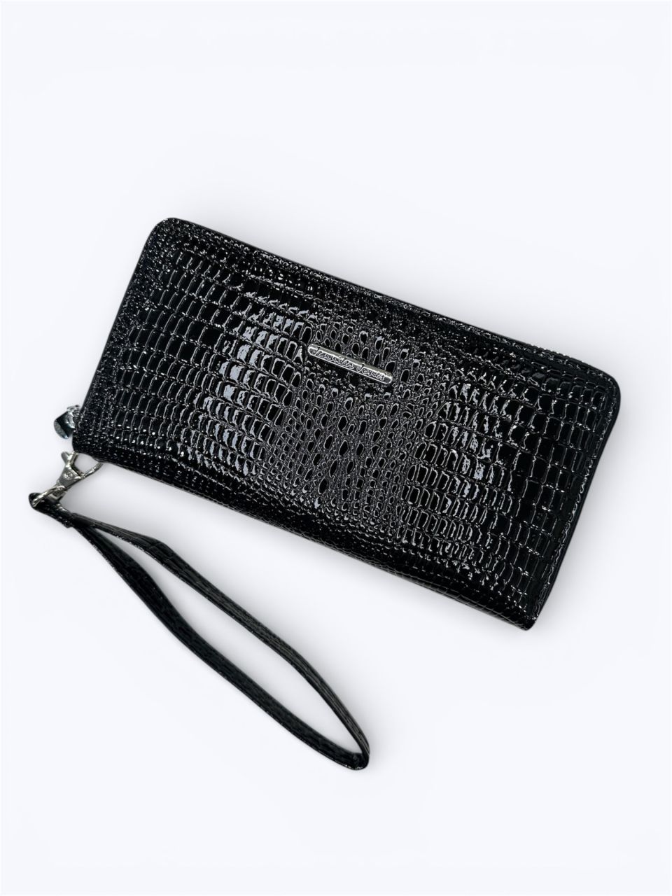 Fekete Jennifer Jones bőr körbe cipzáros pénztárca