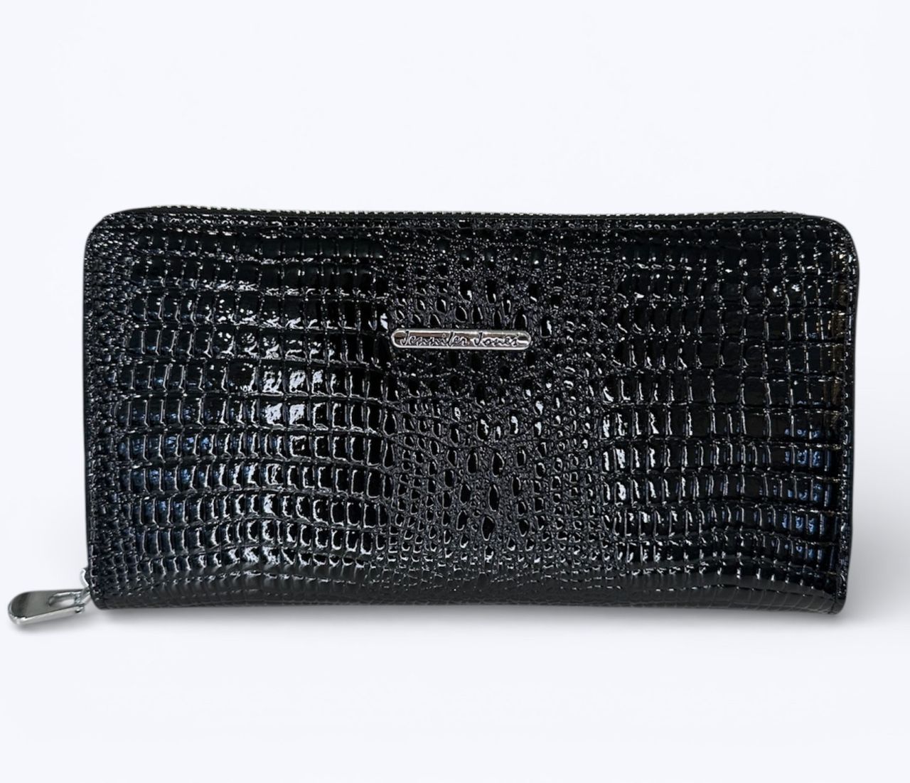 Fekete Jennifer Jones bőr körbe cipzáros pénztárca