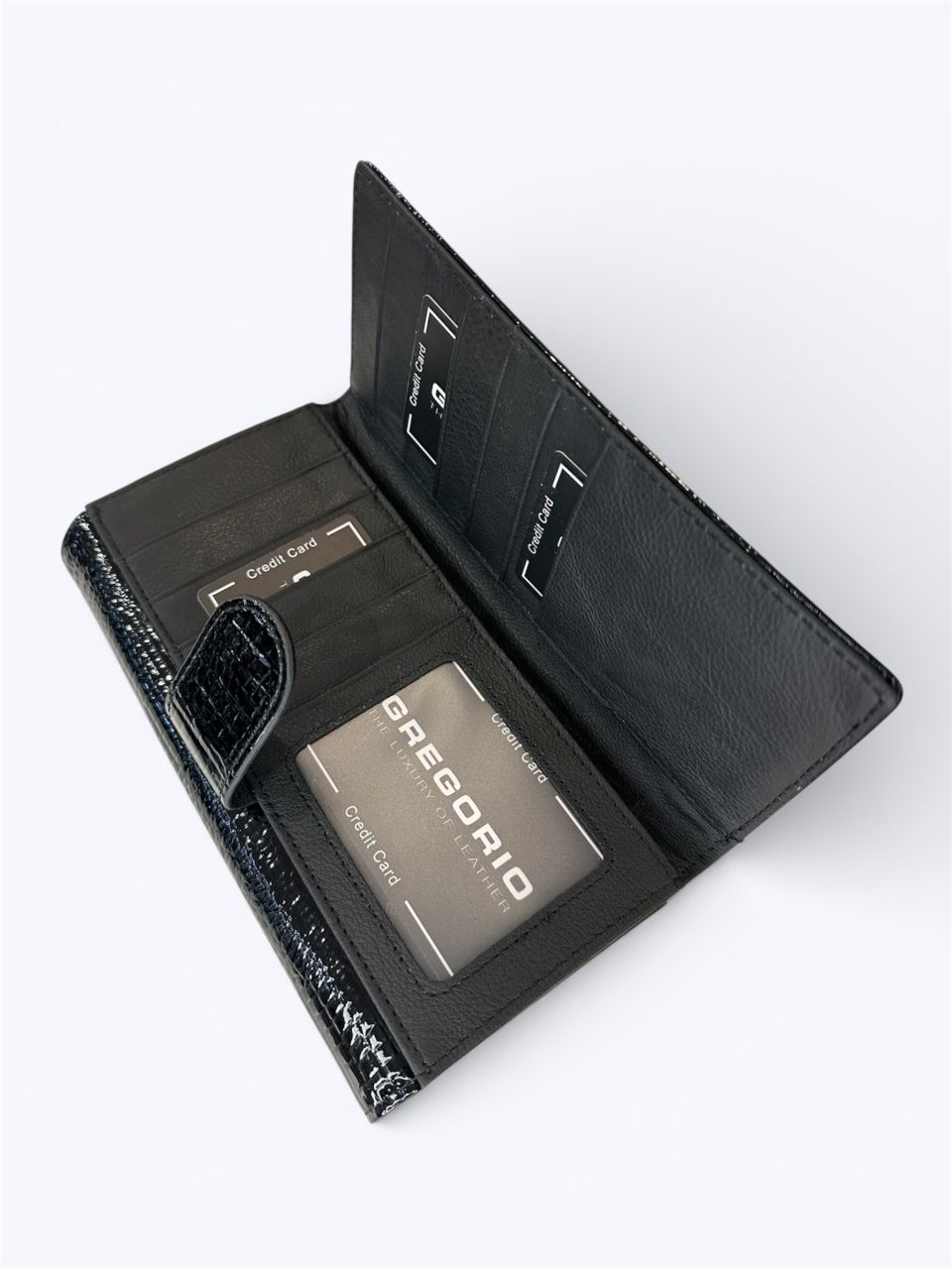 Fekete Gregorio nagy bői bőr pénztárca, külső kártyatartós