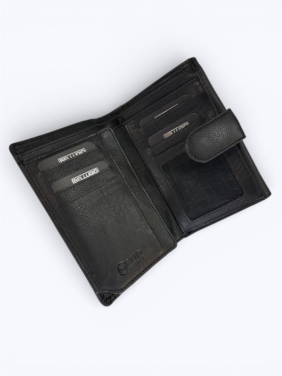 Fekete, lapos, női puha bőr pénztárca, kicsi