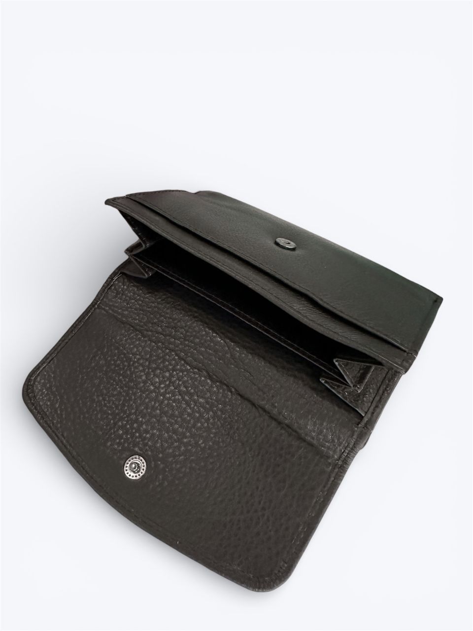 Fekete, lapos, női puha bőr pénztárca, kicsi