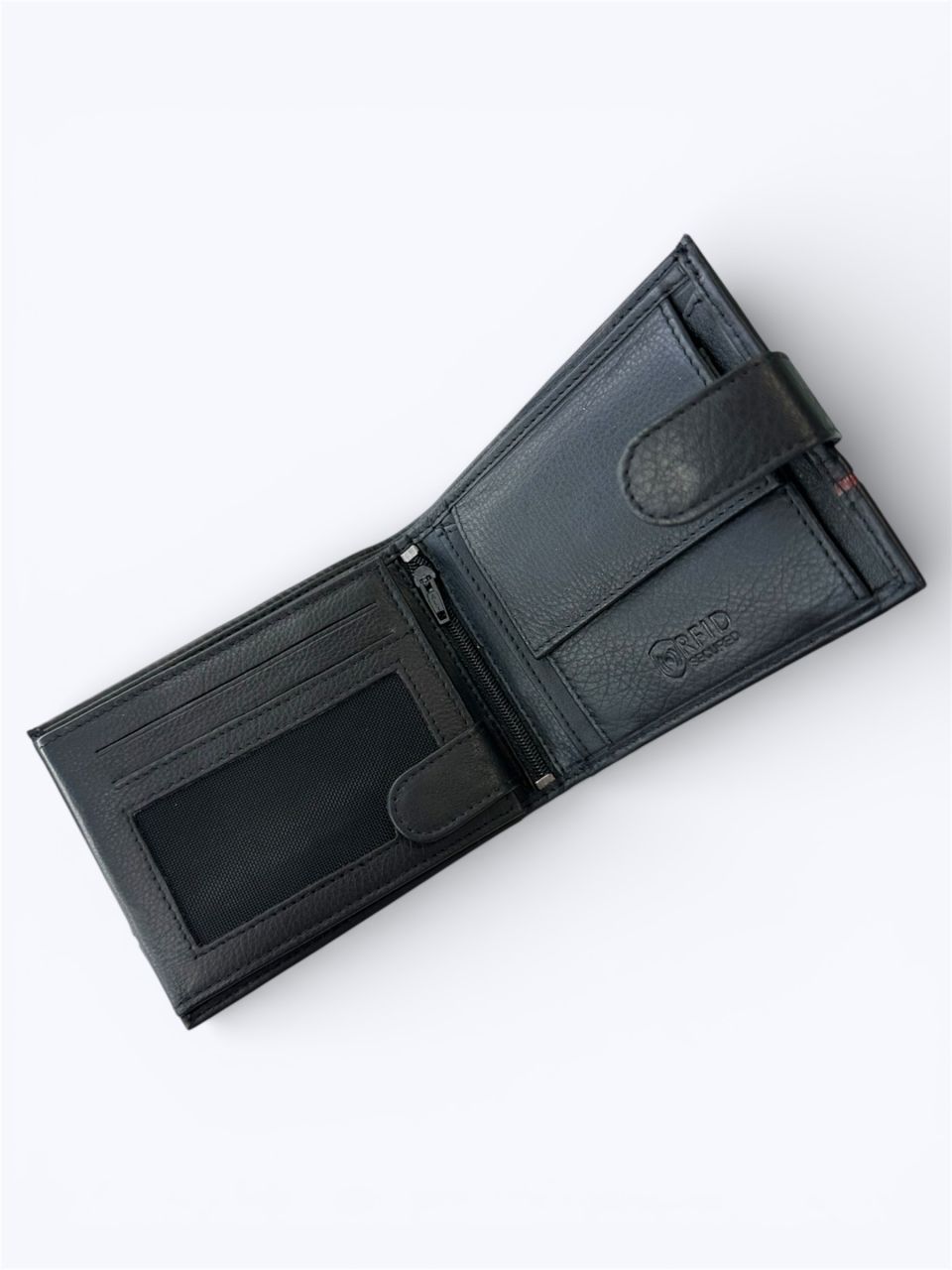 Fekete patentos férfi bőr pénztárca, nagy