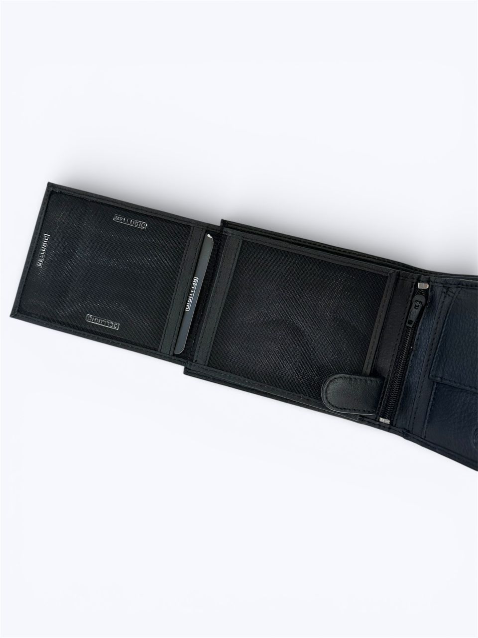 Fekete patentos férfi bőr pénztárca, nagy