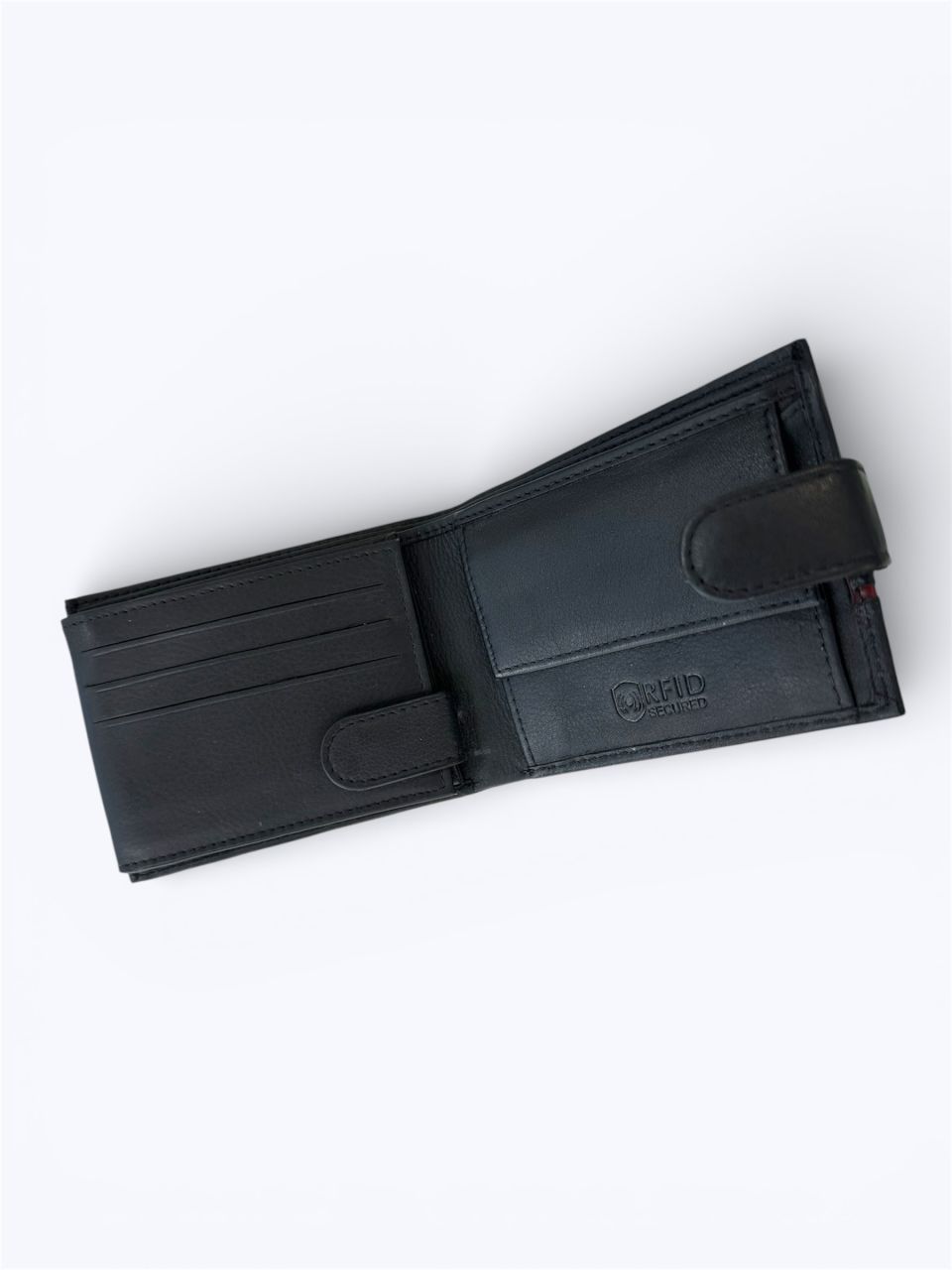 Fekete patentos férfi bőr pénztárca, kicsi