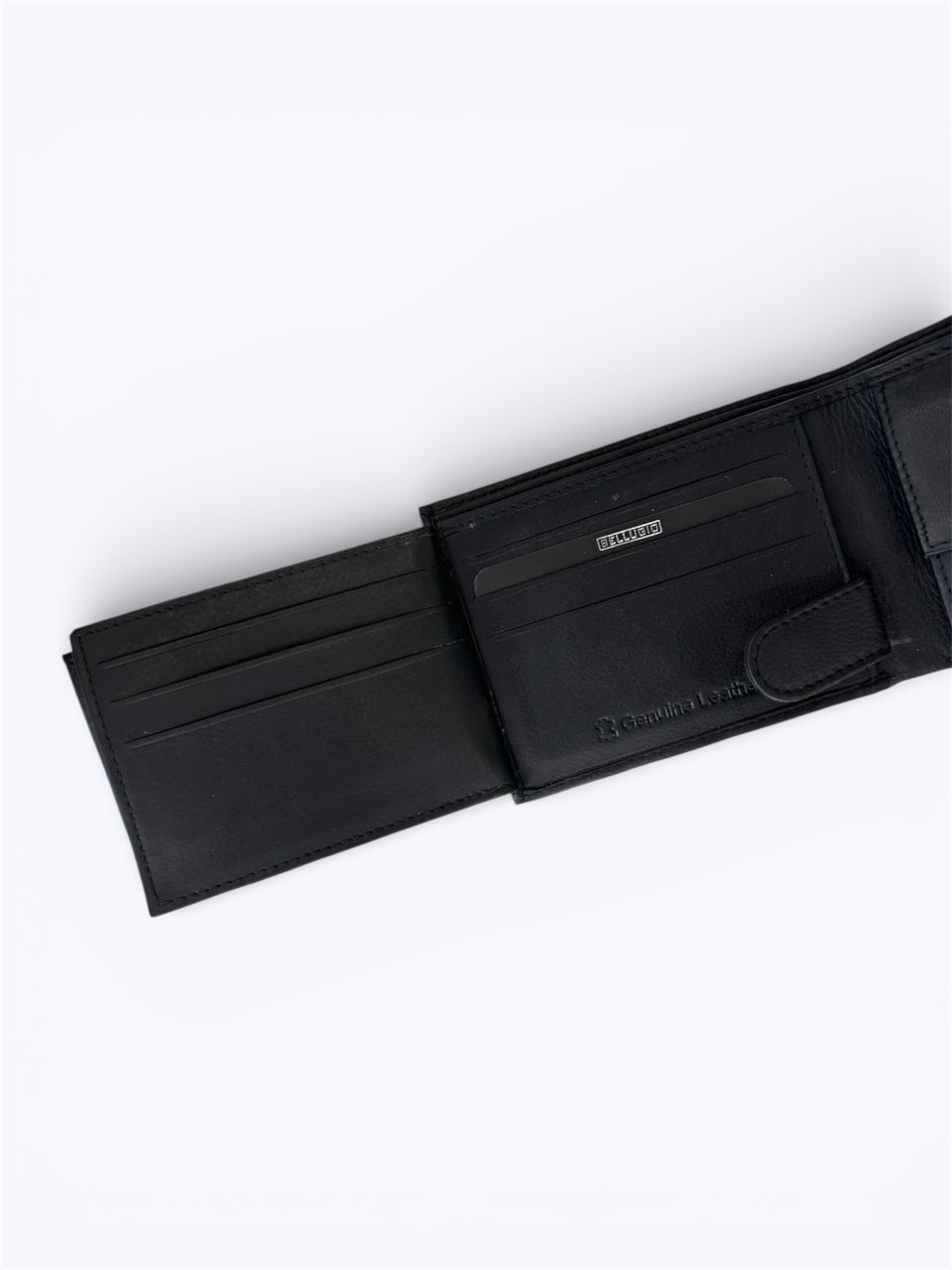 Fekete patentos férfi bőr pénztárca, kicsi