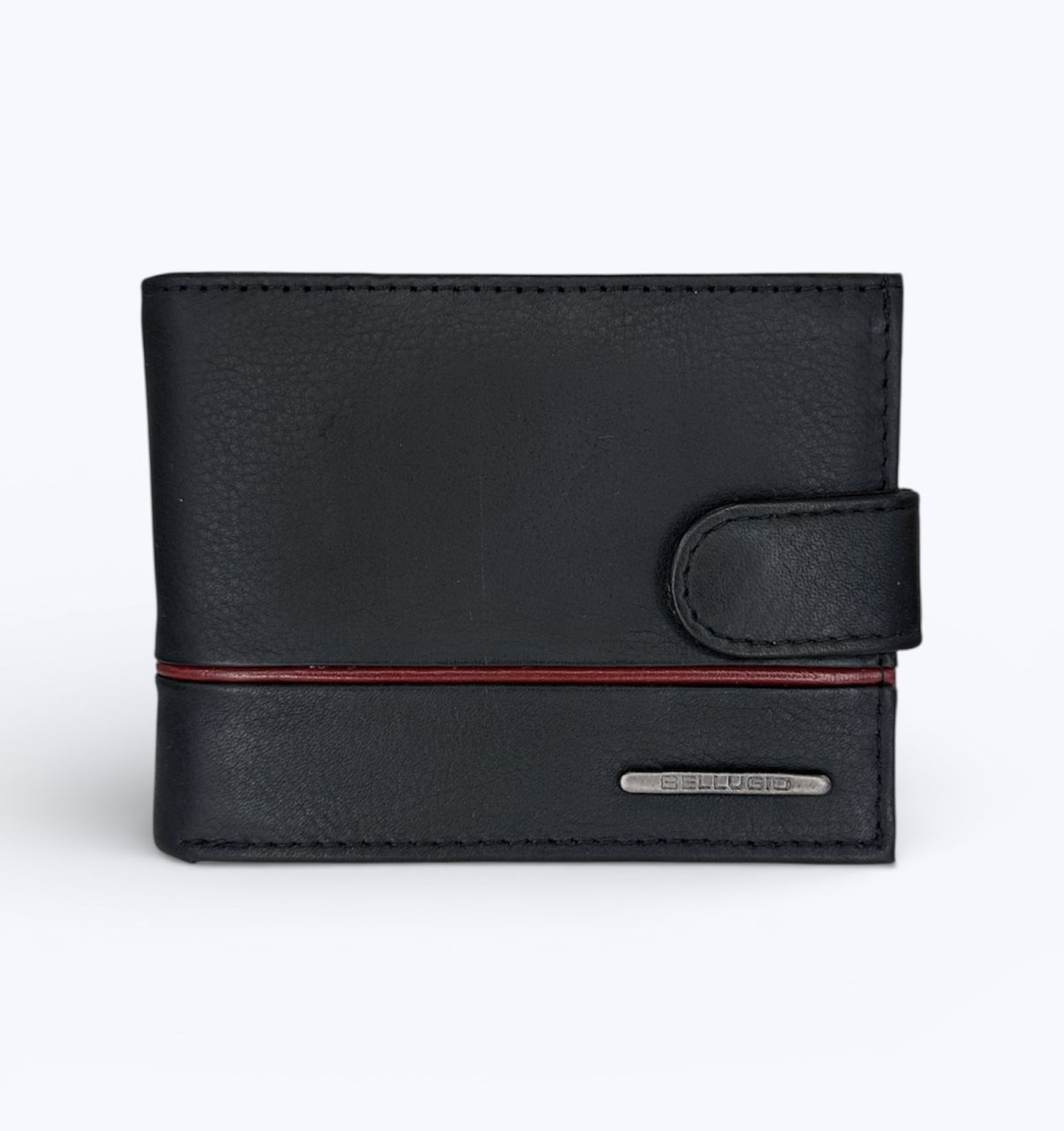 Fekete patentos férfi bőr pénztárca, kicsi