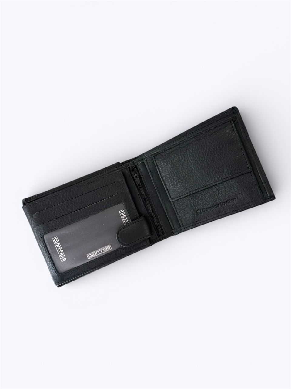 Fekete férfi bőr patent nélküli pénztárca, nagy Fekete férfi bőr patent nélküli pénztárca, nagy