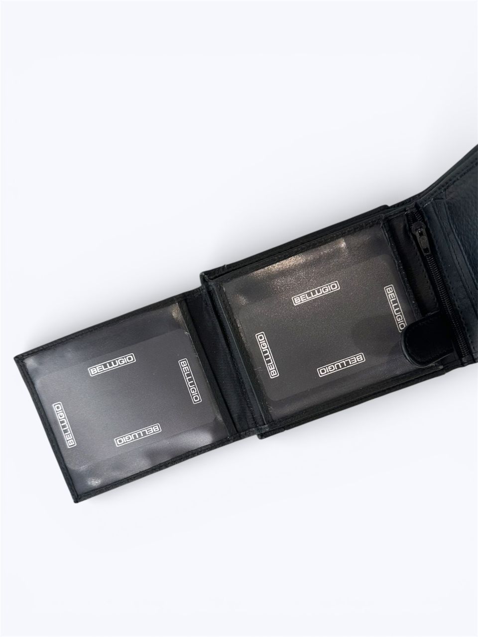 Fekete férfi bőr patent nélküli pénztárca, nagy Fekete férfi bőr patent nélküli pénztárca, nagy