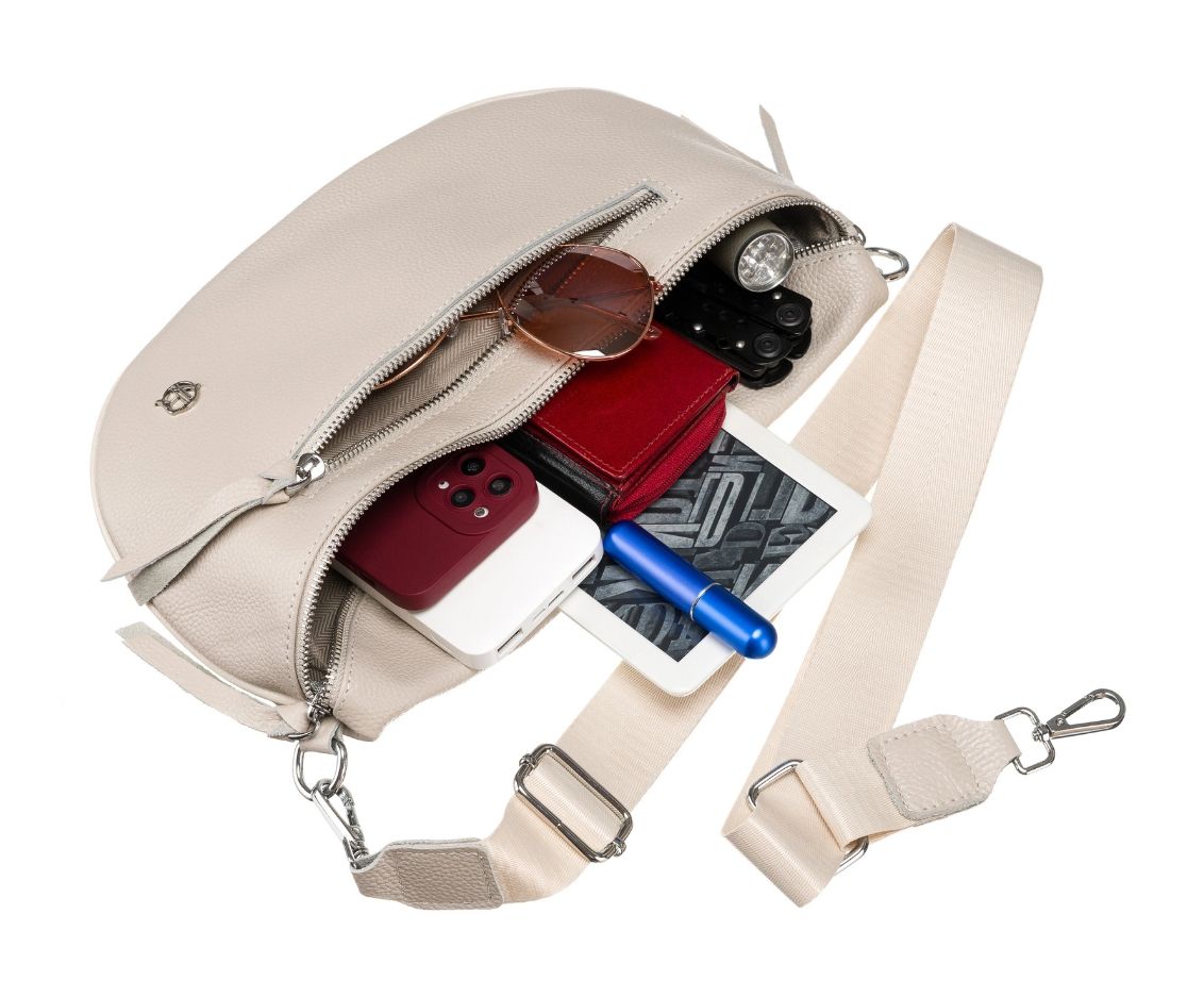 Bézs sok zsebes női testtáska