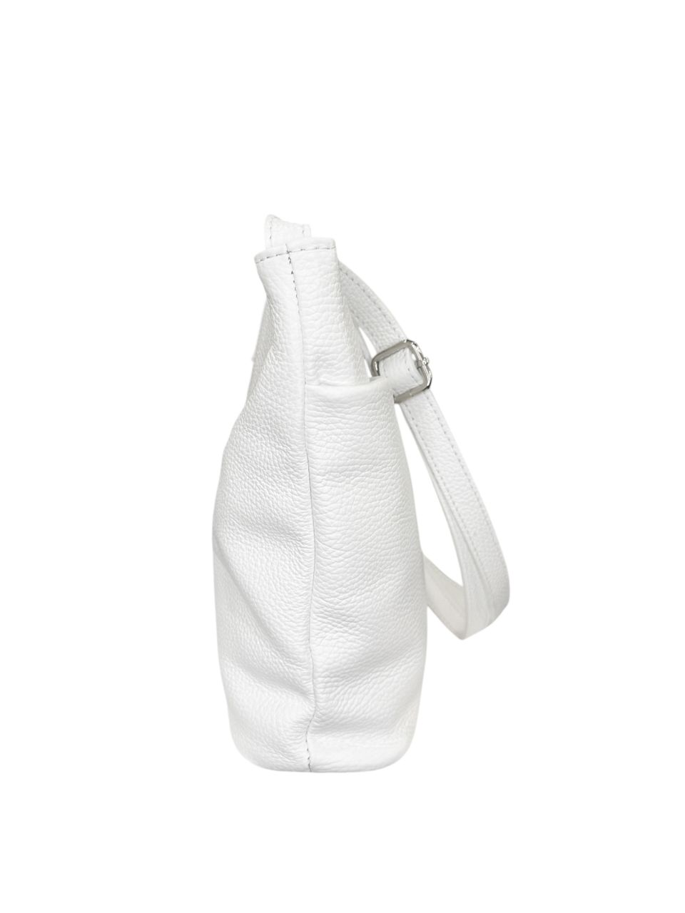 Fehér női bőr osztott oldaltáska, közepes méret