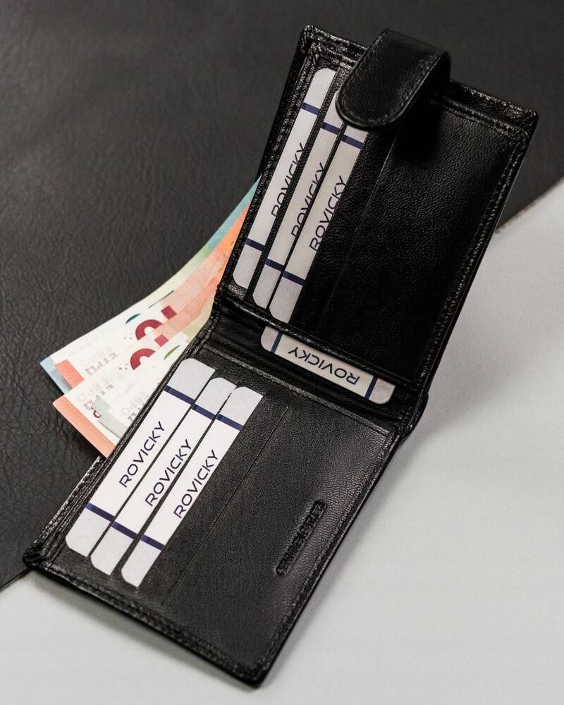 Fekete elegáns férfi bőr patentos pénztárca