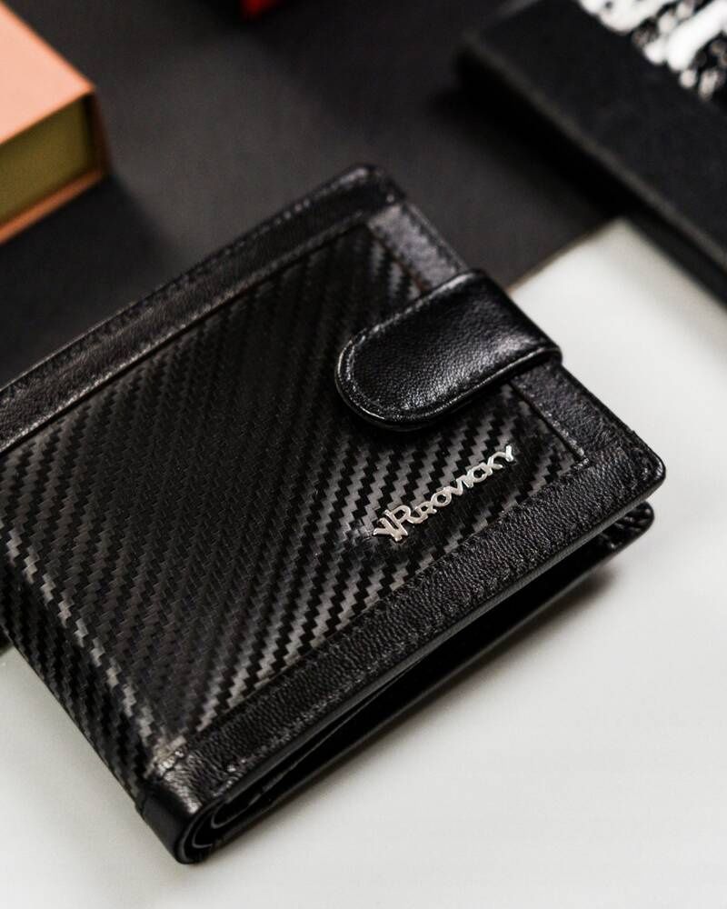 Fekete elegáns férfi bőr patentos pénztárca