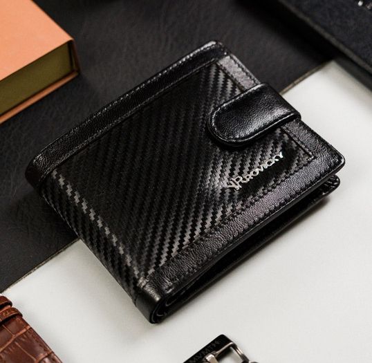 Fekete elegáns férfi bőr patentos pénztárca