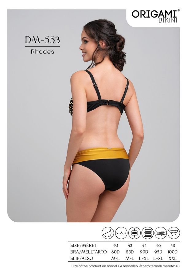 Origami Bikini D kosár, melltartó fazon, fekete-arany