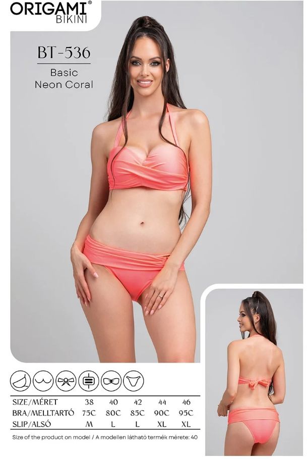 Origami Bikini C kosár, bandeau korall