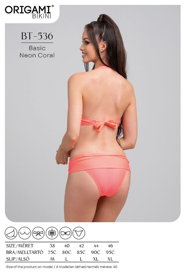 Origami Bikini C kosár, bandeau korall