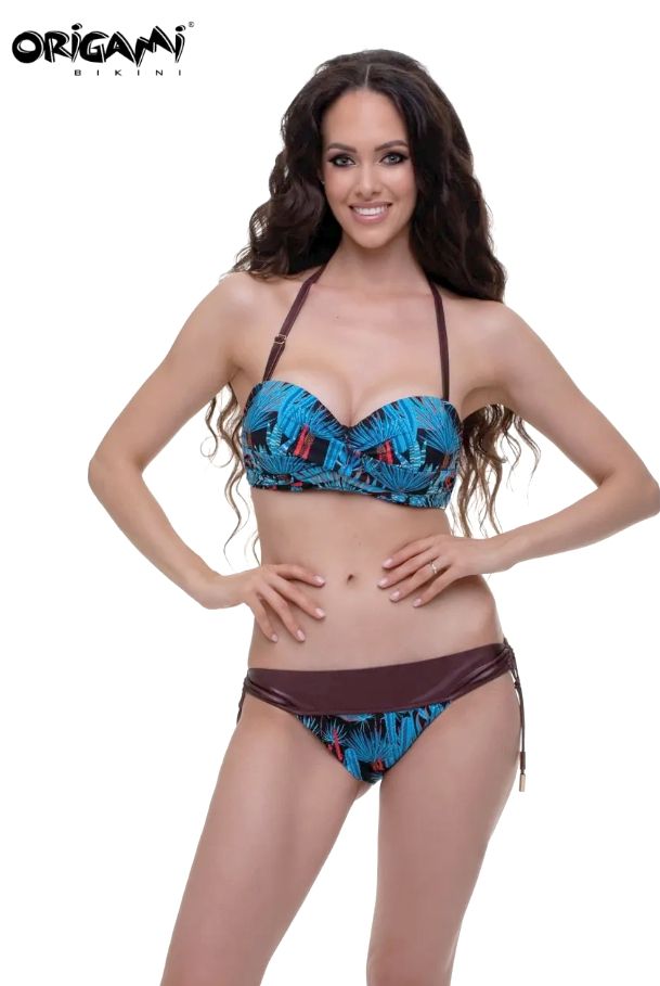 Origami Bikini C kosár, bandeau kék mintás