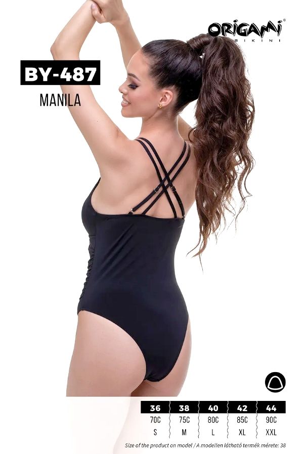 Origami Bikini C kosaras, egyrészes, fekete fürdőruha