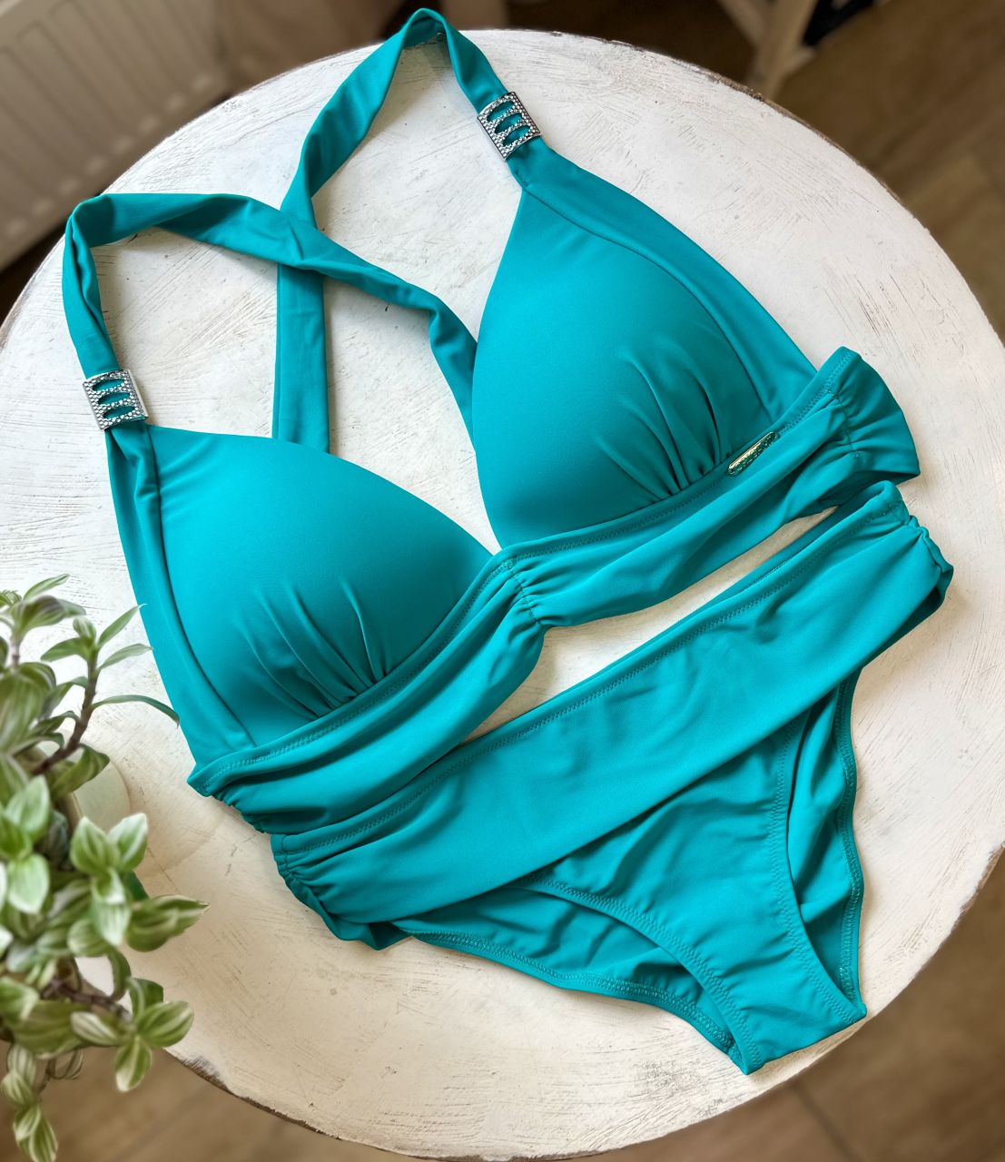 Origami Bikini D kosár, nyakban köthető, türkisz