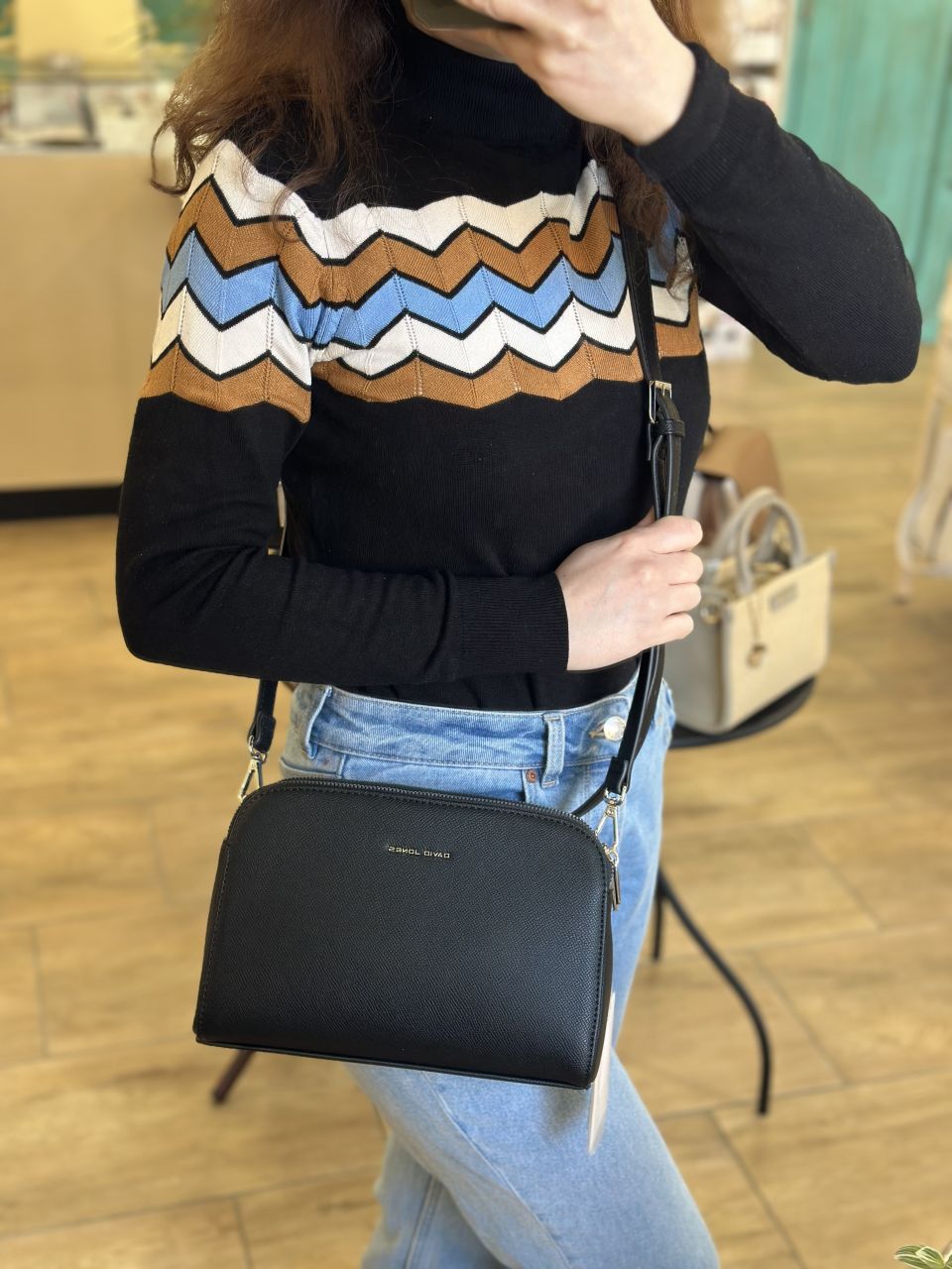 Fekete David Jones 3 rekeszes oldaltáska