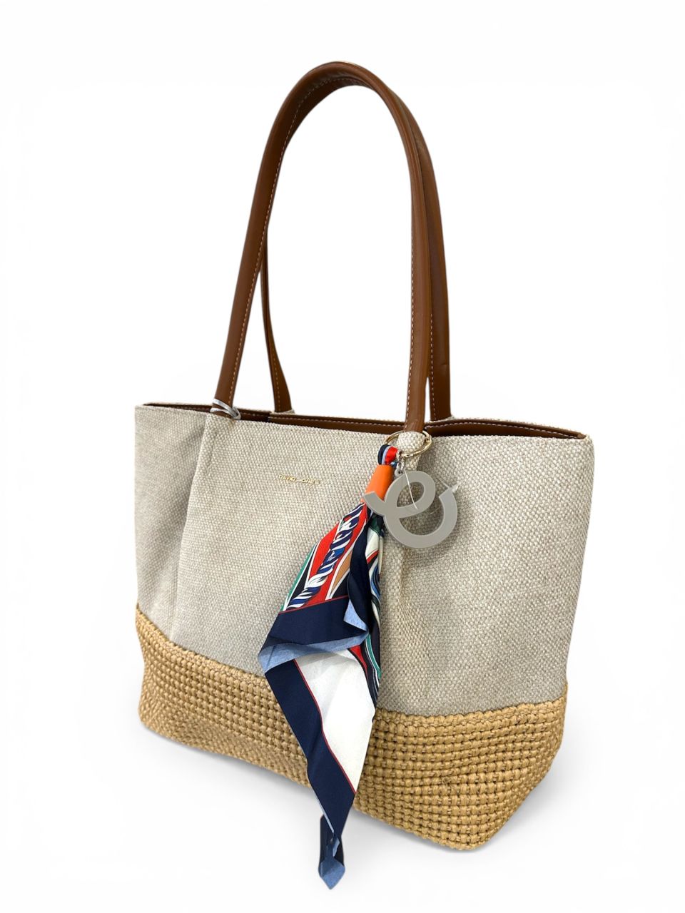 Bézs fonott David Jones nagy válltáska