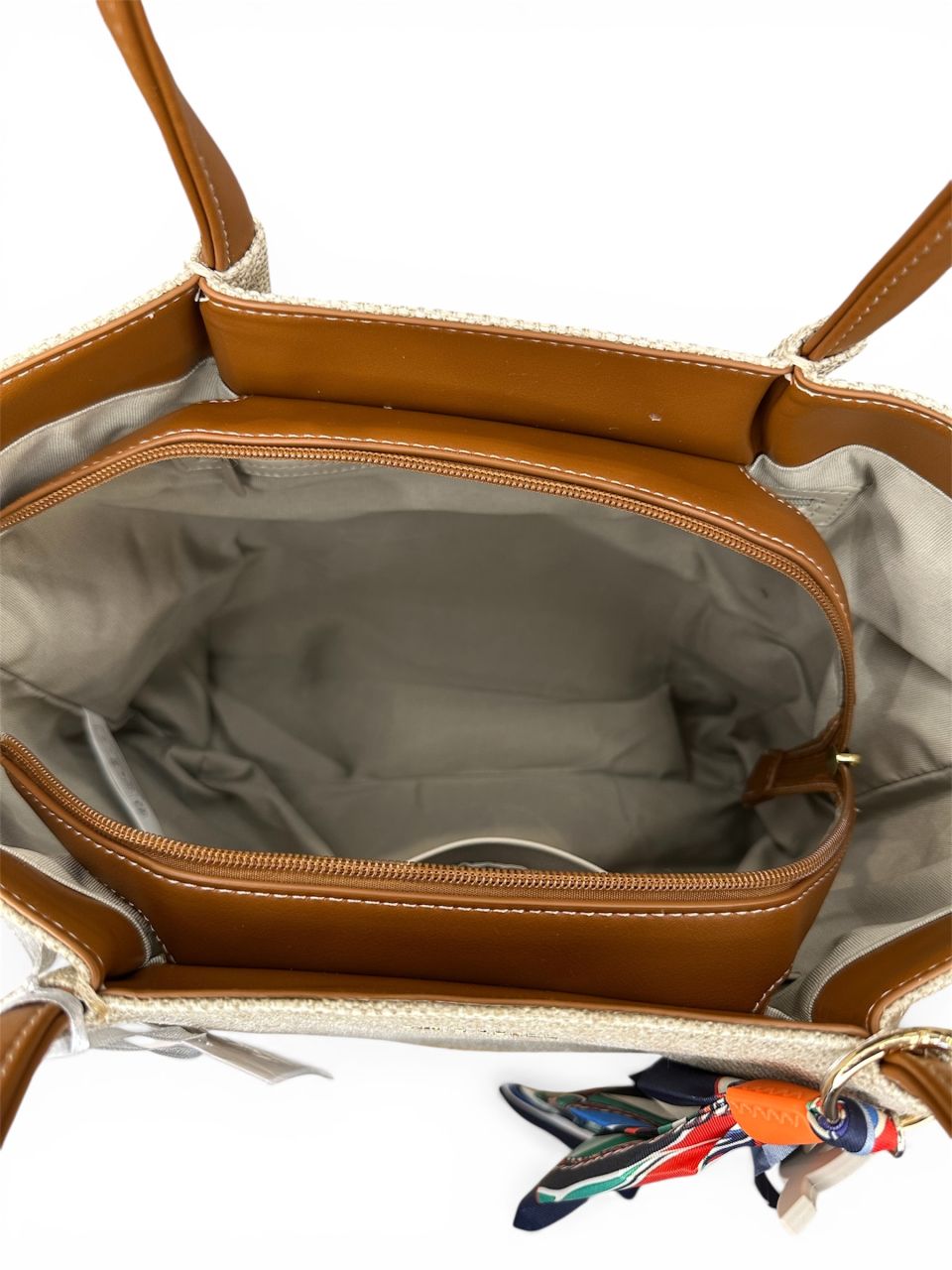 Bézs fonott David Jones nagy válltáska