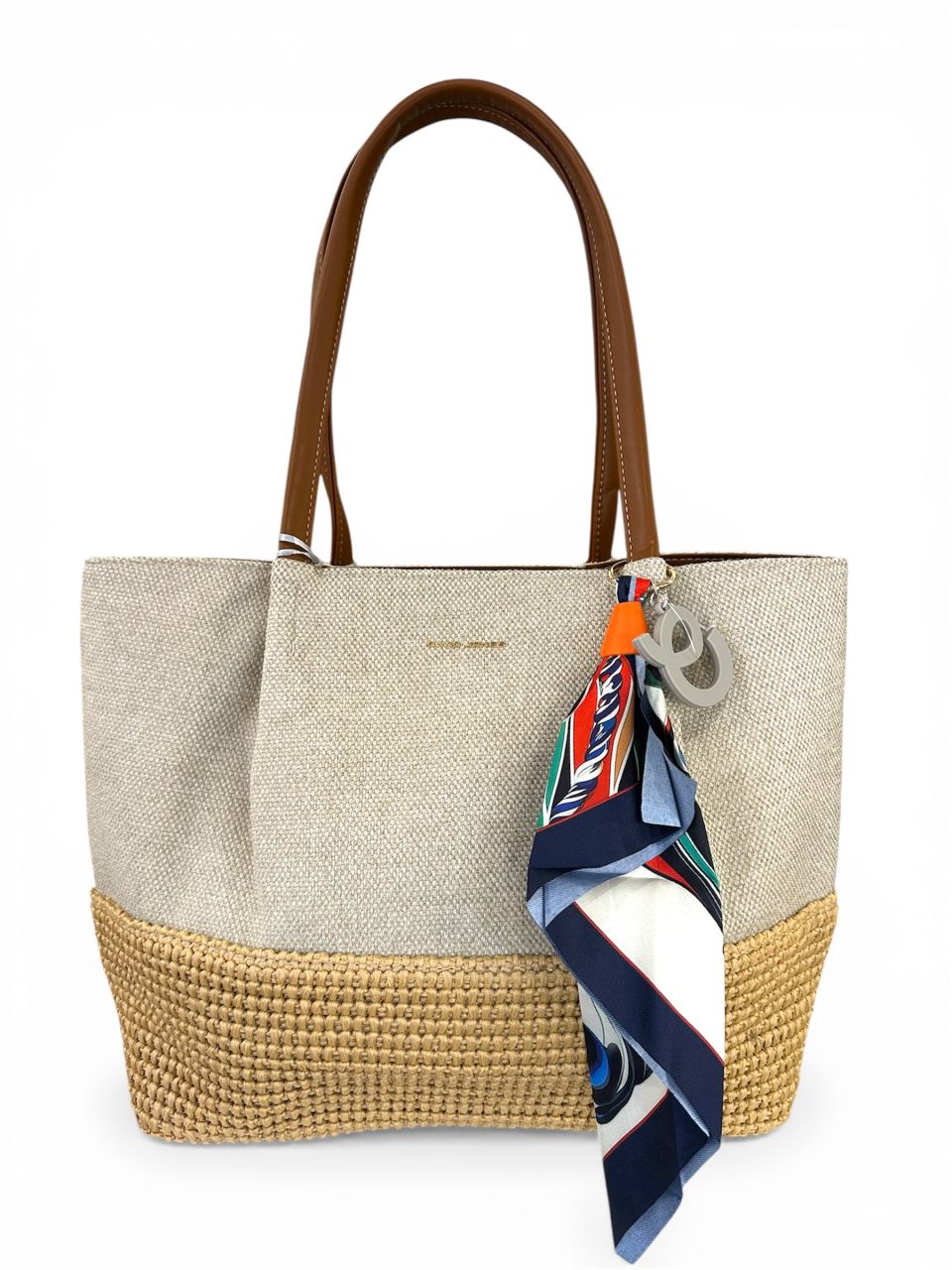 Bézs fonott David Jones nagy válltáska