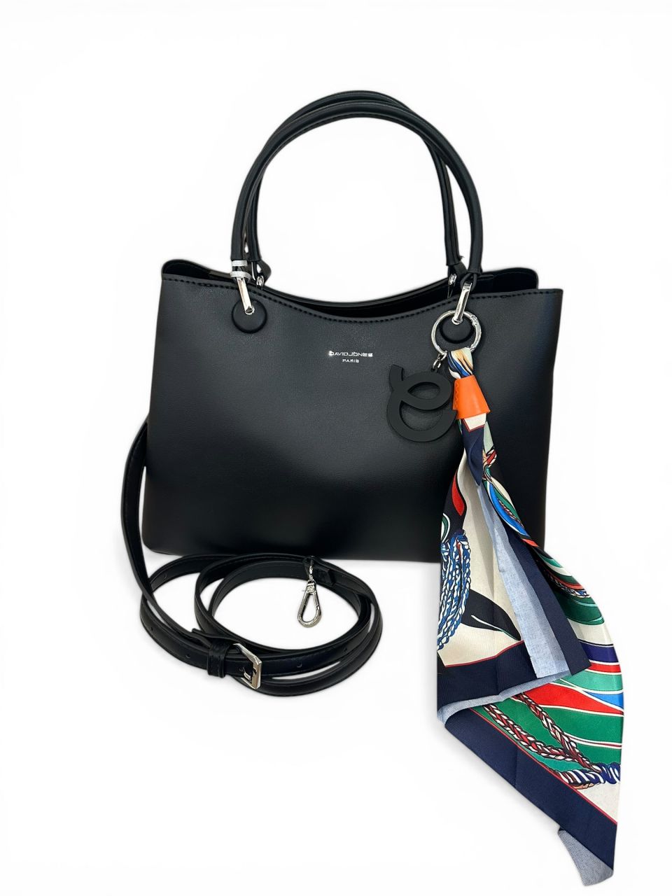 Fekete David Jones 3 rekeszes kézitáska, közepes