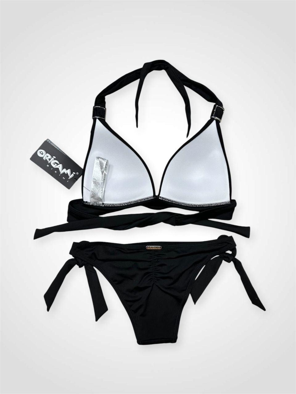 Origami Bikini B kosár, fekete nyakban köthető Origami Bikini B kosár, fekete nyakban köthető